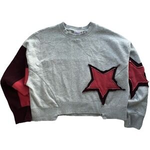 NWT Out From Under Star Appliqué Crop S Gray Pink Sweatshirt Urban Outfitter Y2K